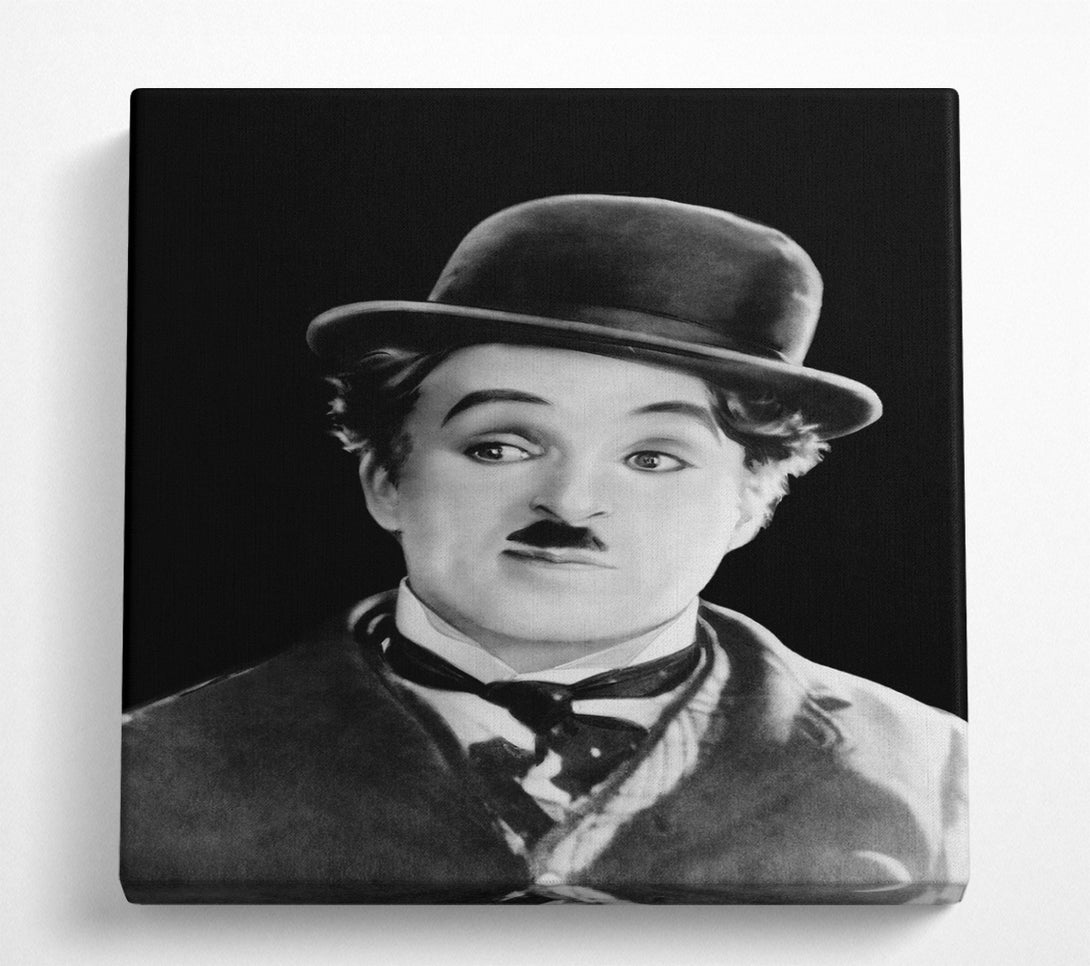 A Square Canvas Print Showing Charlie Chaplin Portrait Square Wall Art