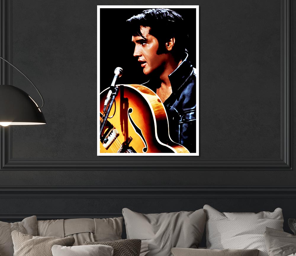 Elvis Guitar Print Poster Wall Art