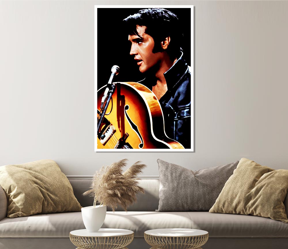 Elvis Guitar Print Poster Wall Art