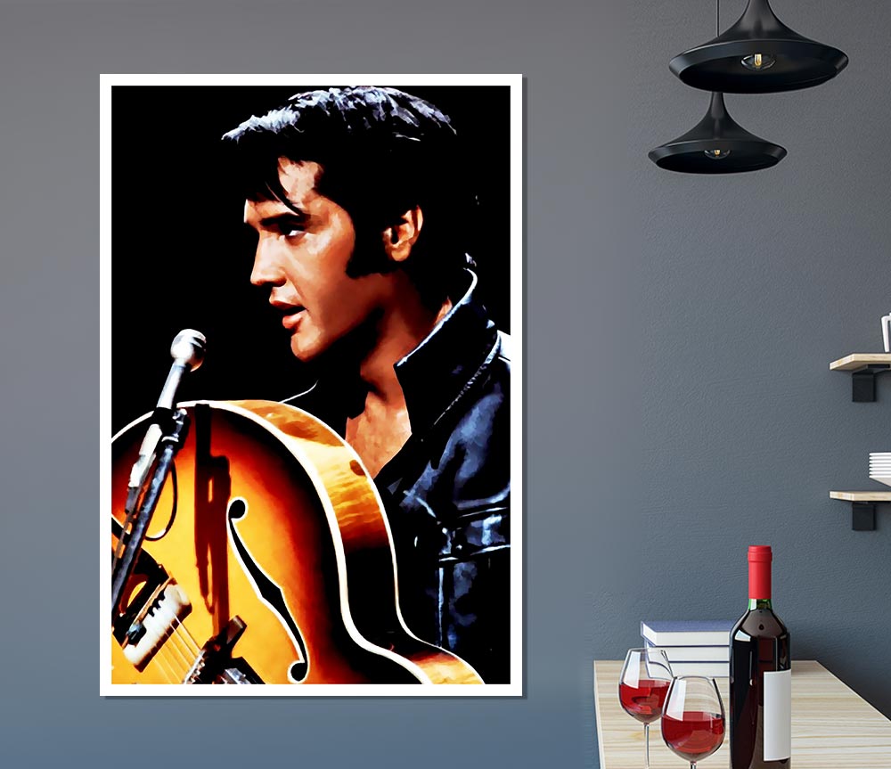 Elvis Guitar Print Poster Wall Art