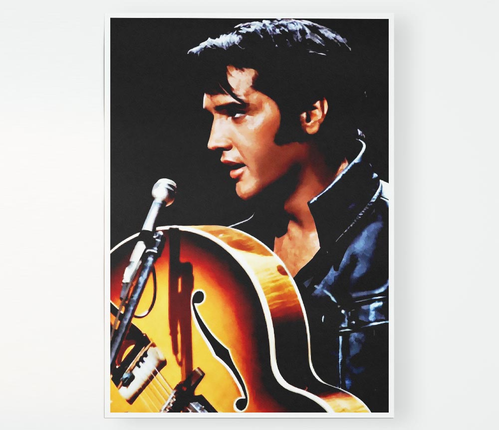 Elvis Guitar Print Poster Wall Art