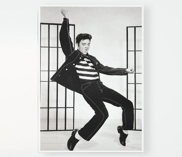 Elvis Jail House Rock B N W Print Poster Wall Art