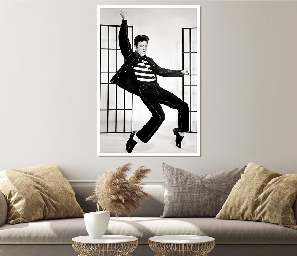 Elvis Jail House Rock B N W Print Poster Wall Art