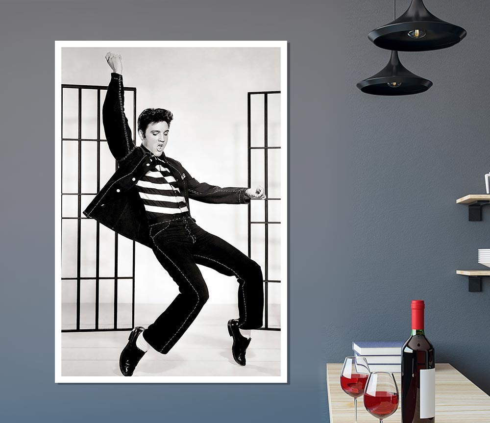 Elvis Jail House Rock B N W Print Poster Wall Art