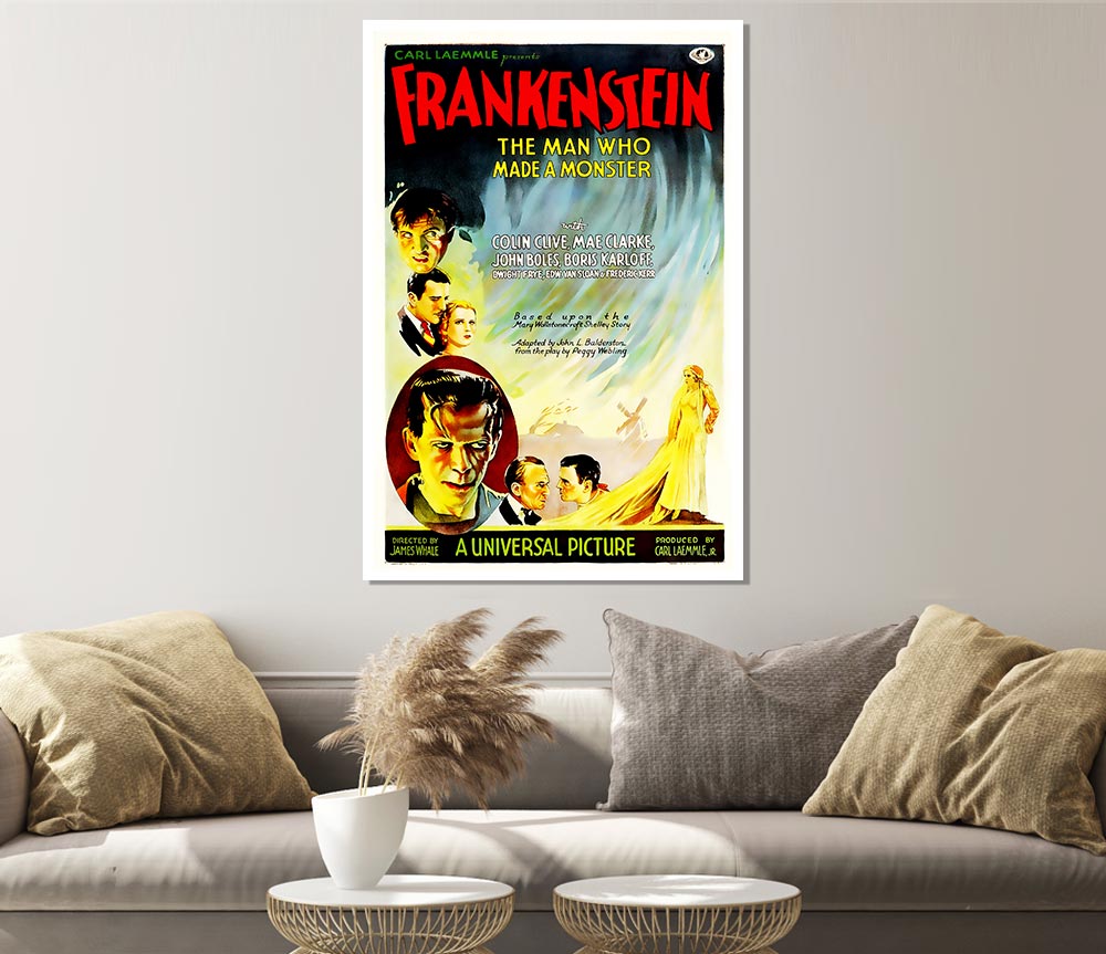 Frankenstein The Man Who Made A Monster Print Poster Wall Art