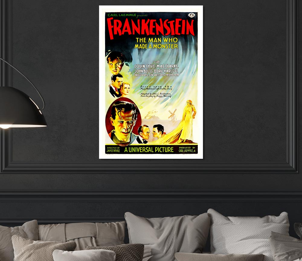 Frankenstein The Man Who Made A Monster Print Poster Wall Art