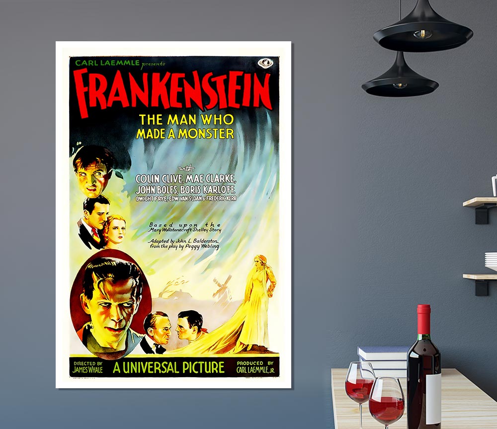 Frankenstein The Man Who Made A Monster Print Poster Wall Art