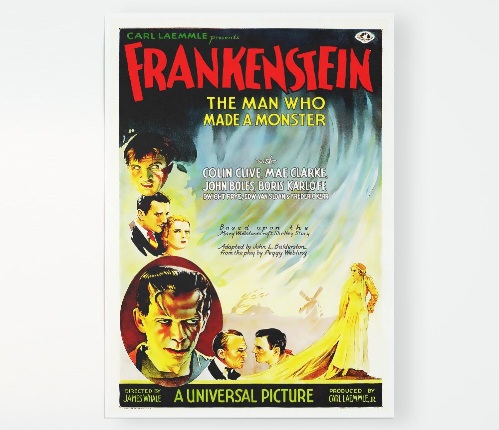 Frankenstein The Man Who Made A Monster Print Poster Wall Art