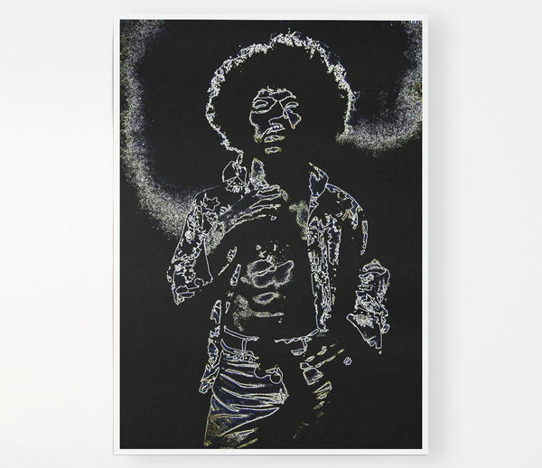 Jimi Hendrix Black Print Poster Wall Art