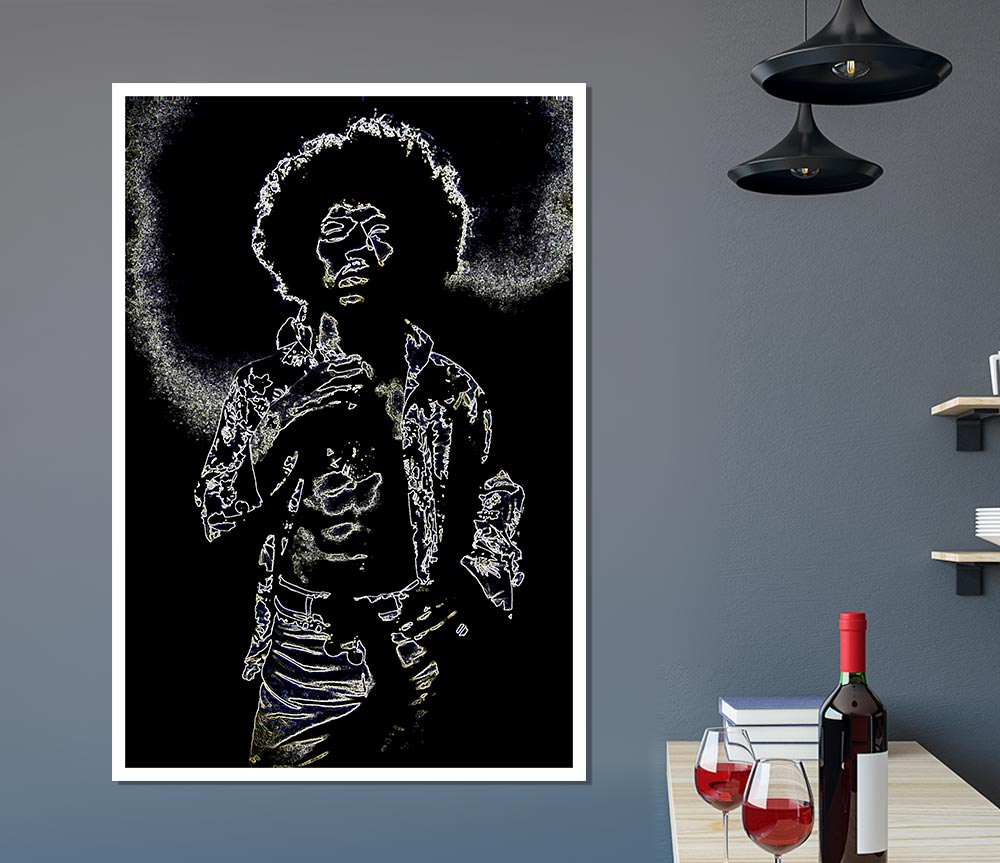 Jimi Hendrix Black Print Poster Wall Art