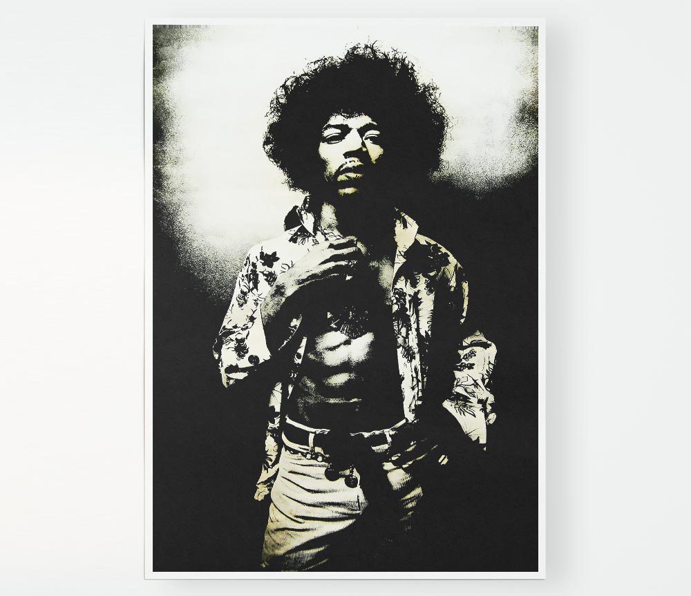 Jimi Hendrix Foxy Print Poster Wall Art