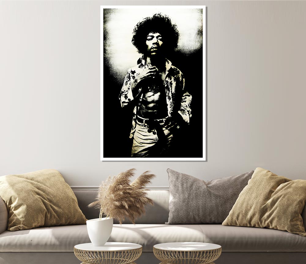 Jimi Hendrix Foxy Print Poster Wall Art