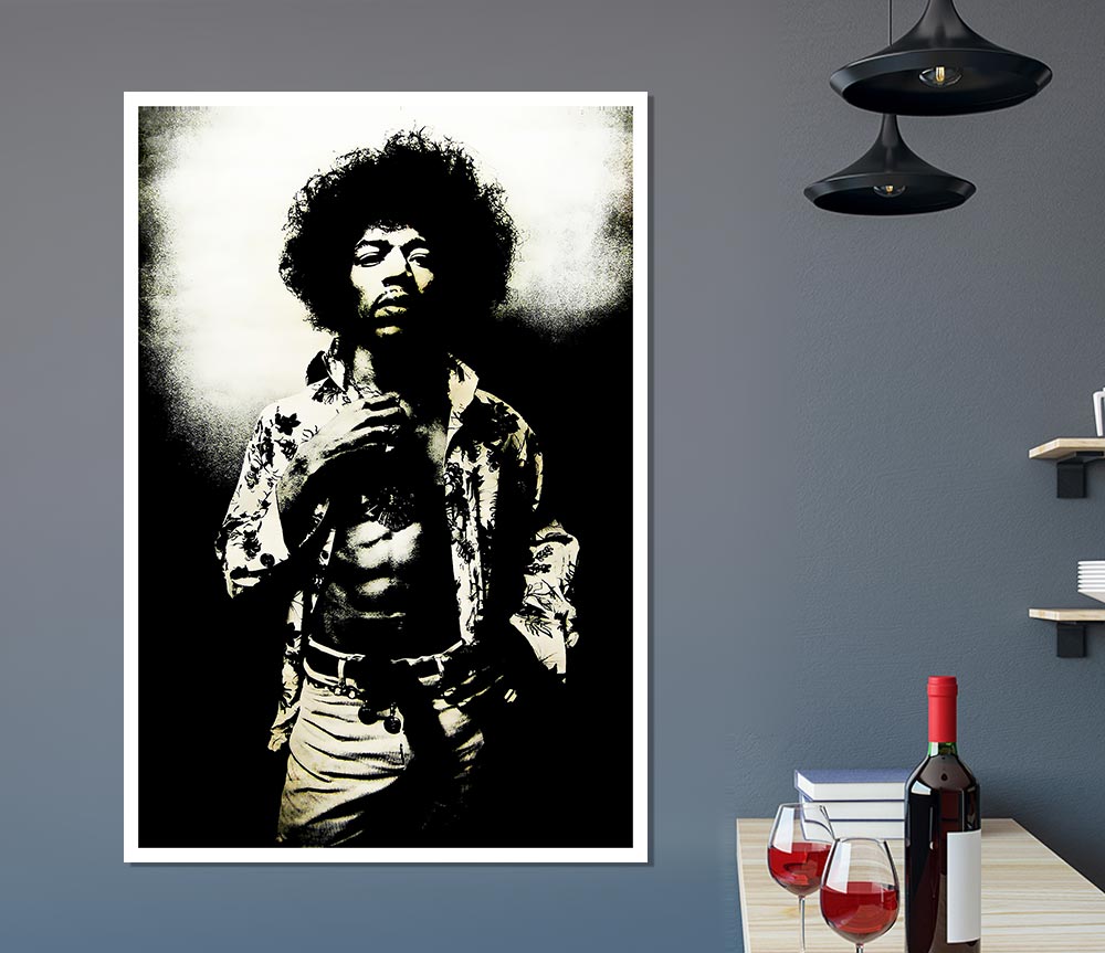 Jimi Hendrix Foxy Print Poster Wall Art