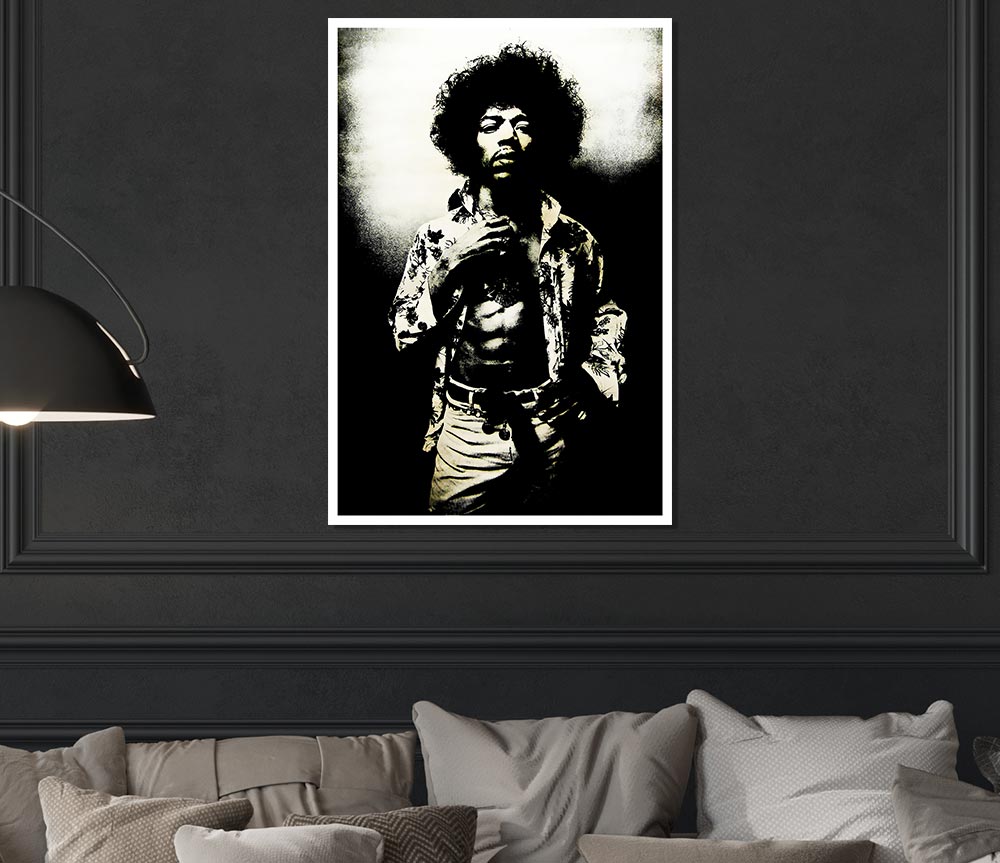 Jimi Hendrix Foxy Print Poster Wall Art