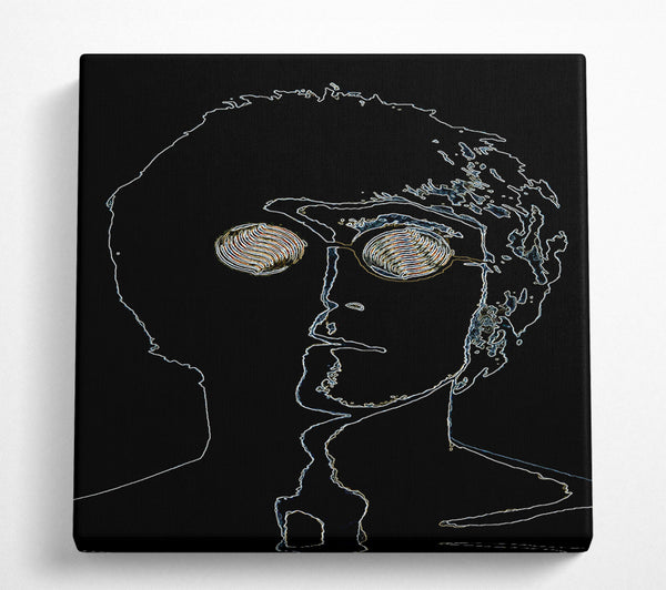 A Square Canvas Print Showing John Lennon Black Square Wall Art