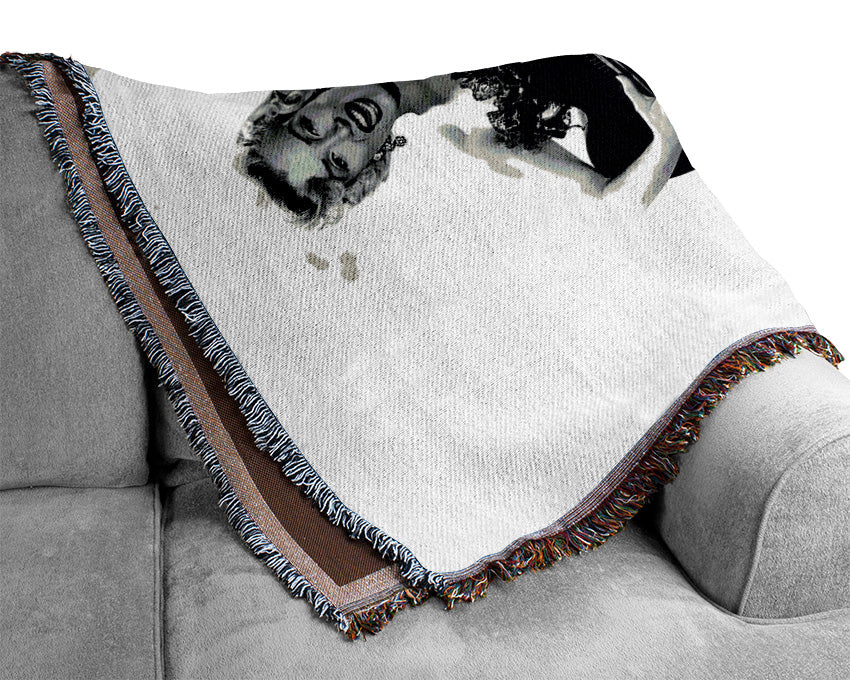 Marilyn Monroe Playing Guitar Woven Blanket