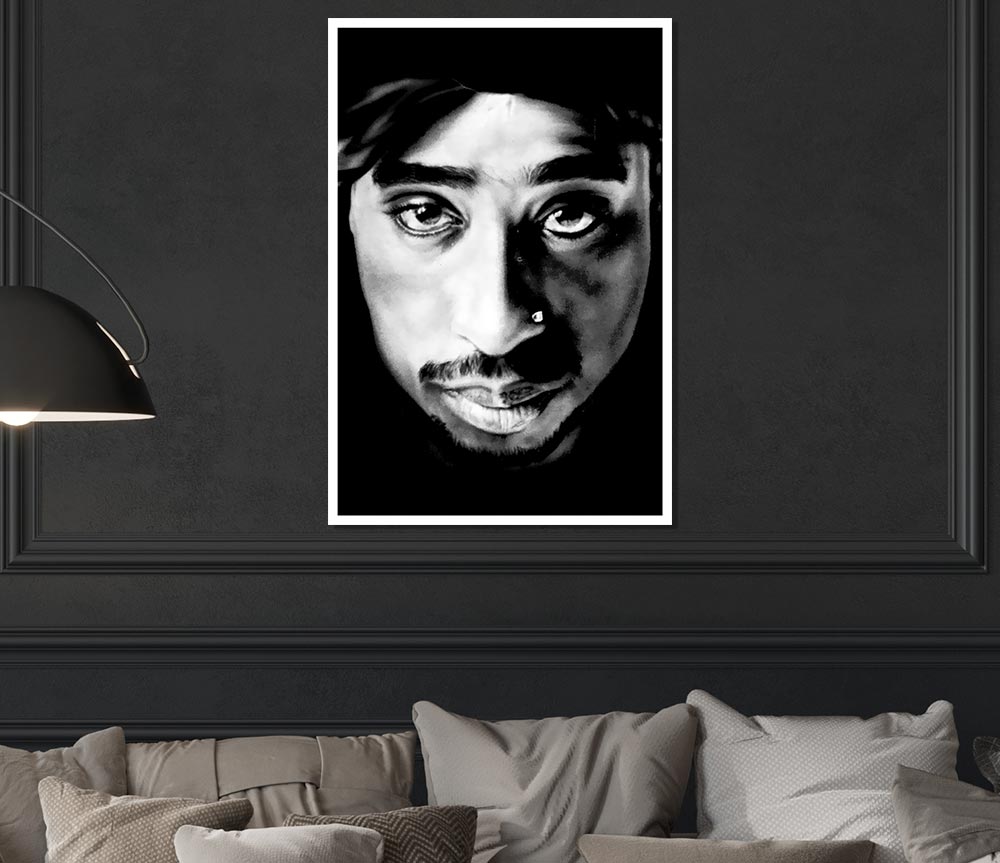 Tupac Face Print Poster Wall Art