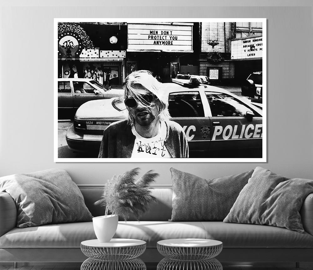 Kurt Cobain Police Car Print Poster Wall Art