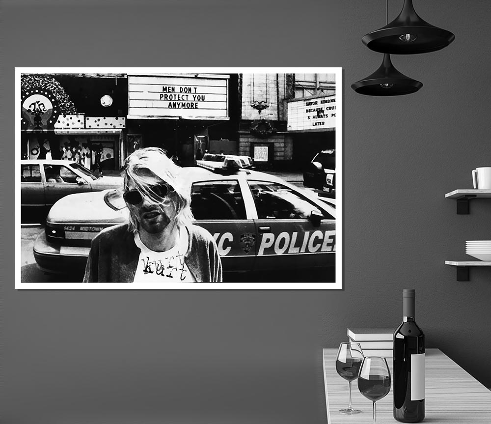 Kurt Cobain Police Car Print Poster Wall Art