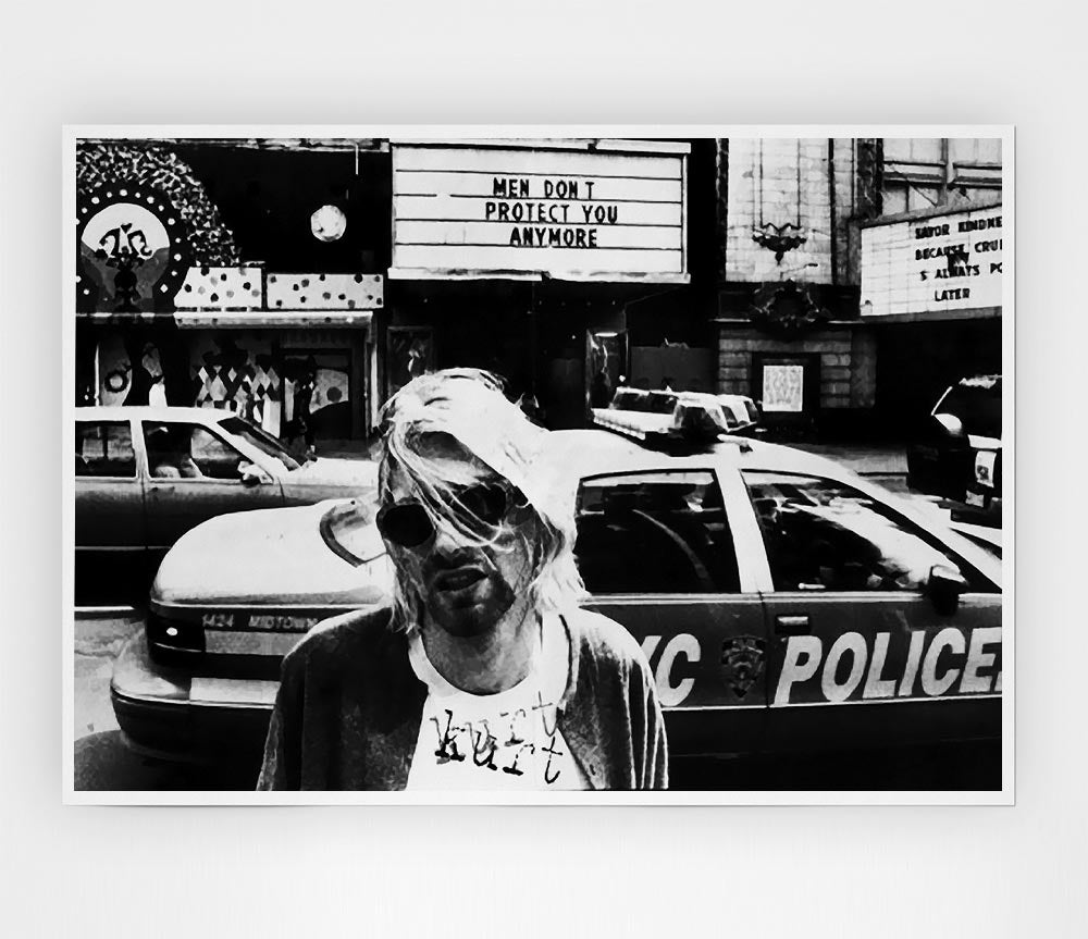 Kurt Cobain Police Car Print Poster Wall Art