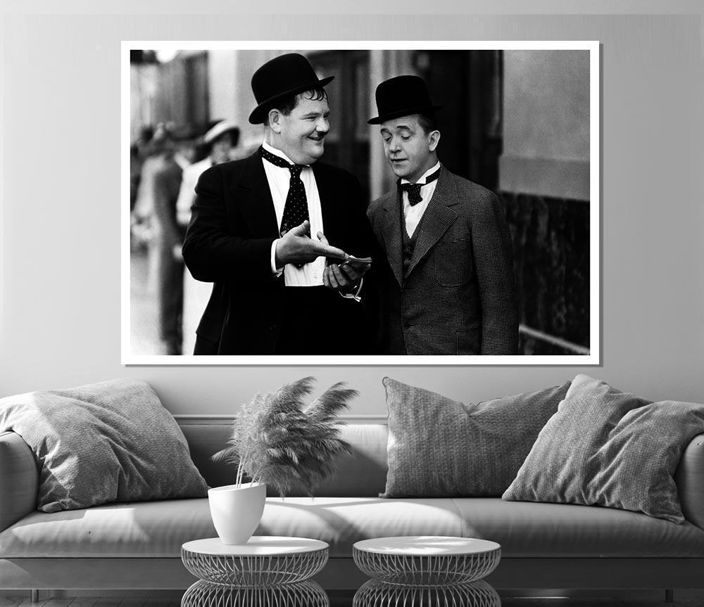 Laurel And Hardy Street Walk Print Poster Wall Art