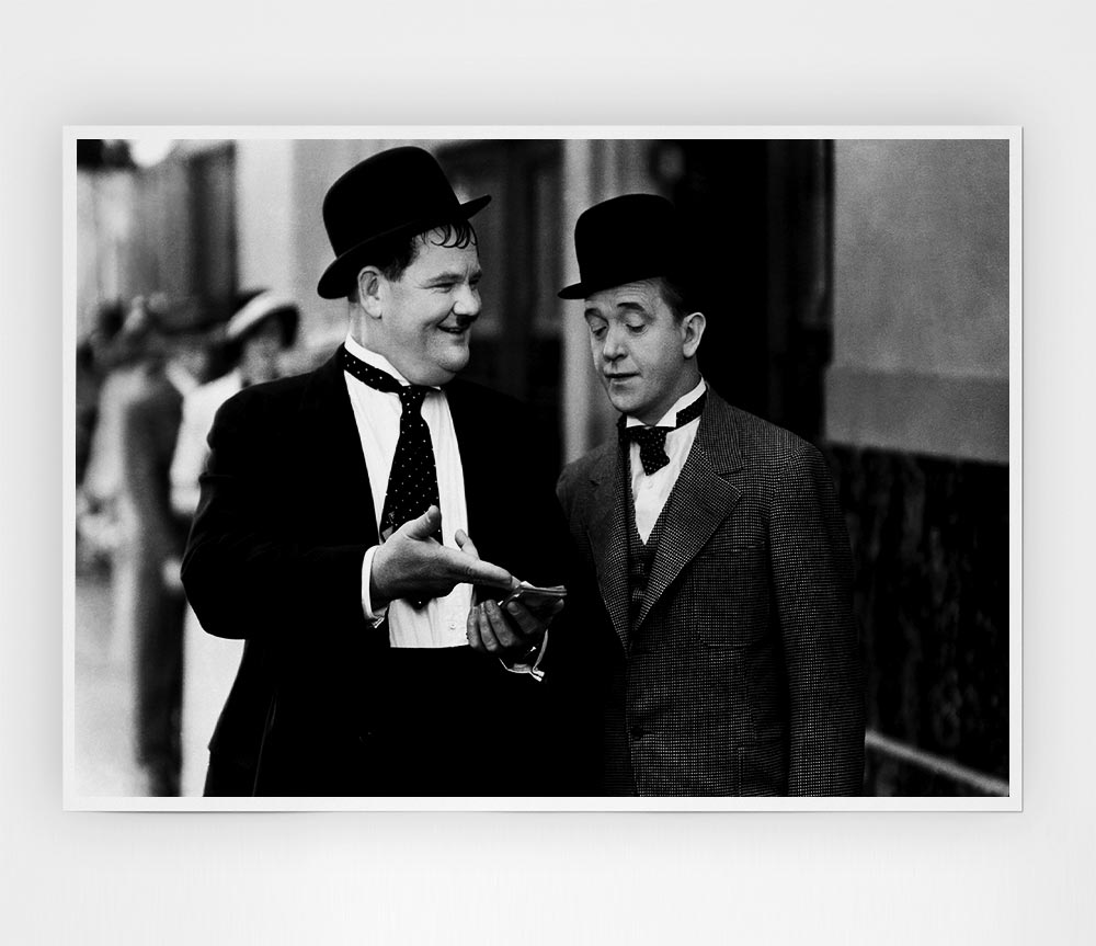 Laurel And Hardy Street Walk Print Poster Wall Art