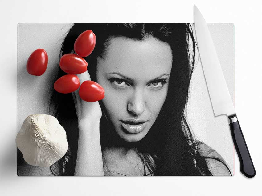 Angelina Jolie Sexy Eyes Glass Chopping Board