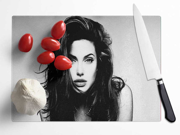 Angelina Jolie Sexy Stare Glass Chopping Board