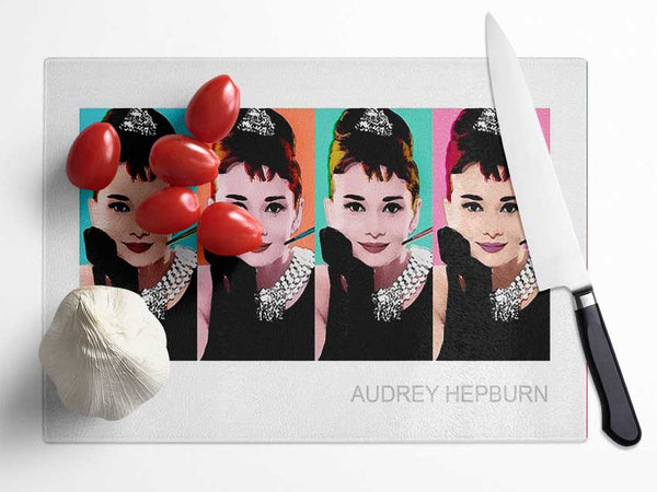 Audrey Hepburn 4 Faces Glass Chopping Board