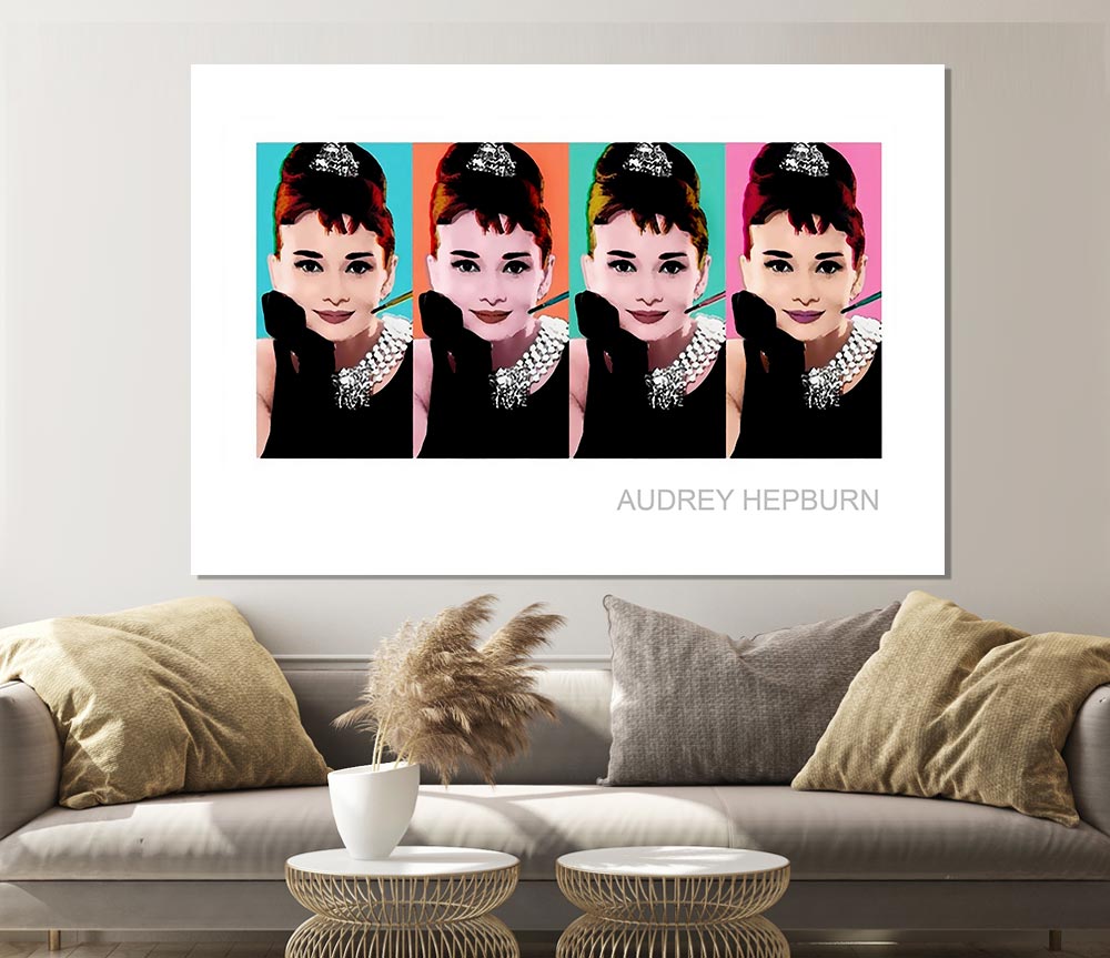 Audrey Hepburn 4 Faces Print Poster Wall Art