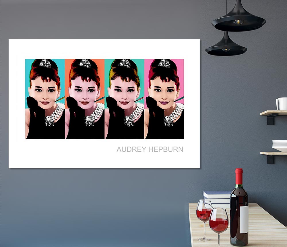 Audrey Hepburn 4 Faces Print Poster Wall Art