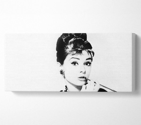 Audrey Hepburn Cigarette Pose White