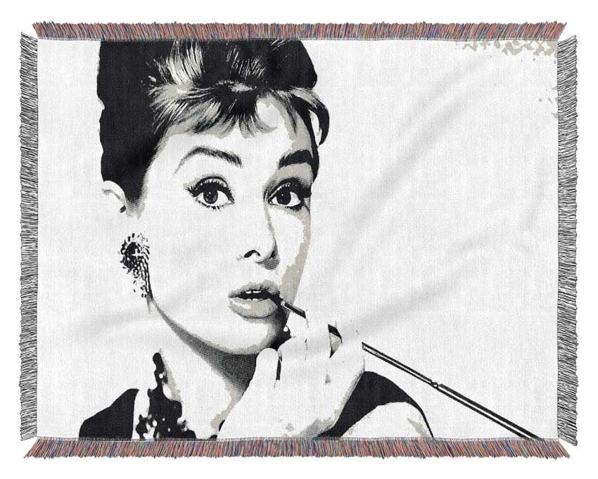 Audrey Hepburn Cigarette 1 Woven Blanket