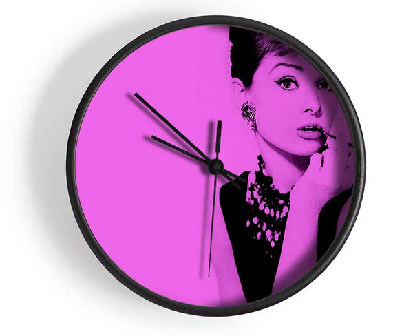 Audrey Hepburn Pink Clock - Wallart-Direct UK