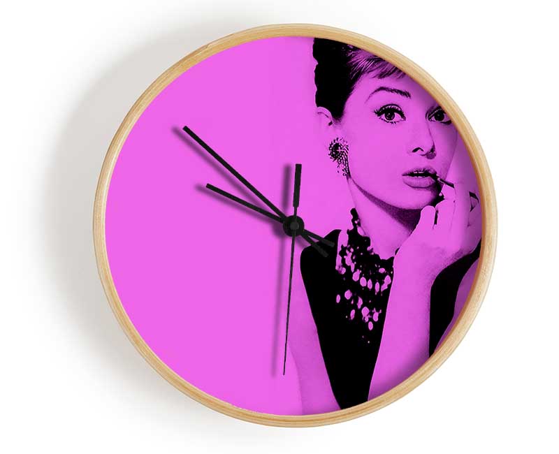 Audrey Hepburn Pink Clock - Wallart-Direct UK