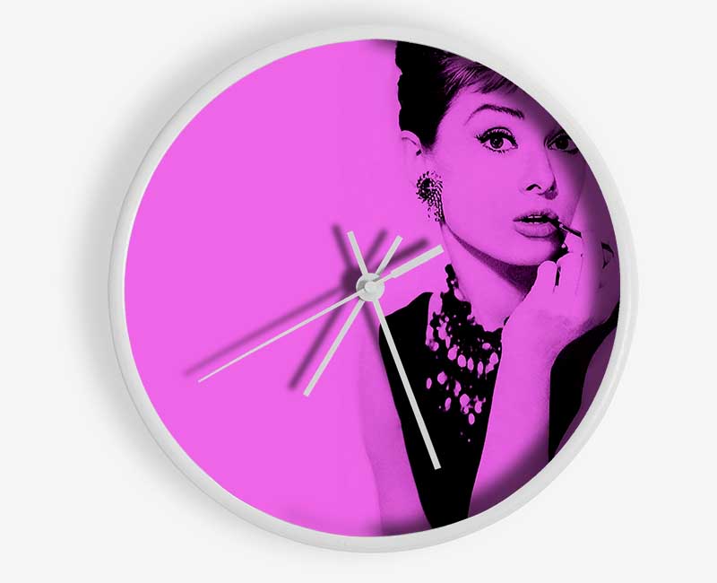 Audrey Hepburn Pink Clock - Wallart-Direct UK