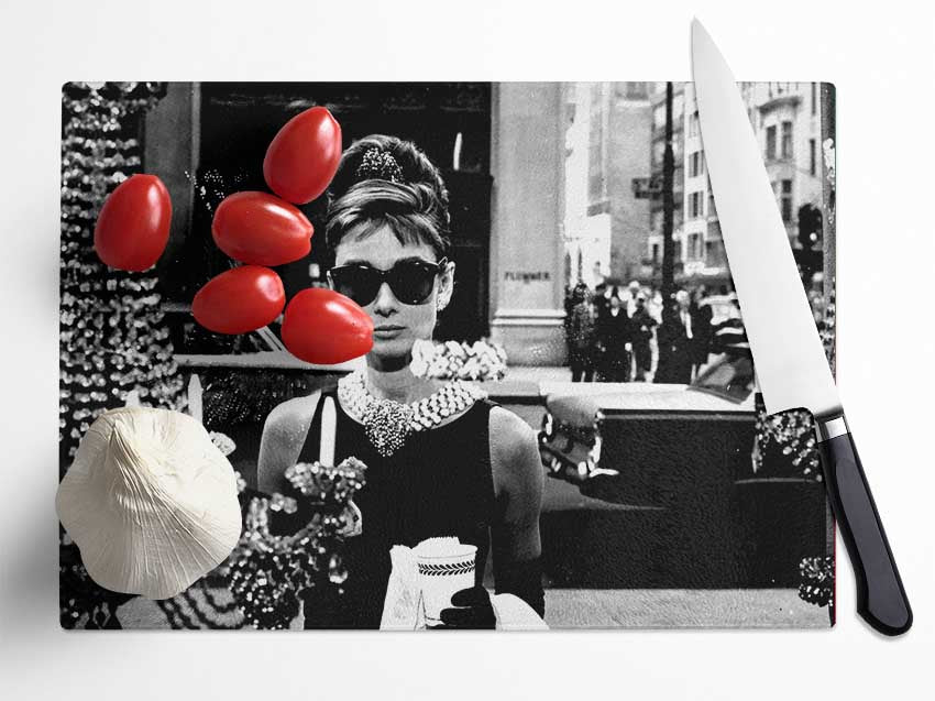 Audrey Hepburn Sunglasses Glass Chopping Board