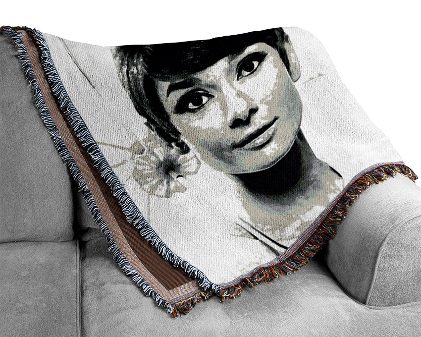 Audrey Hepburn Umbrella Woven Blanket