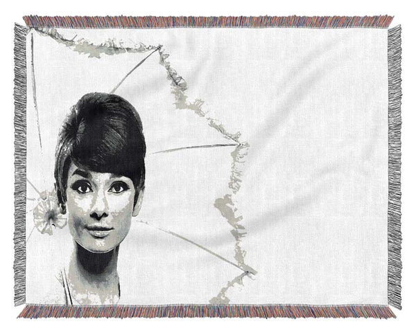 Audrey Hepburn Umbrella Woven Blanket