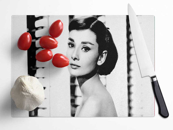 Audrey Hepburn Glass Chopping Board