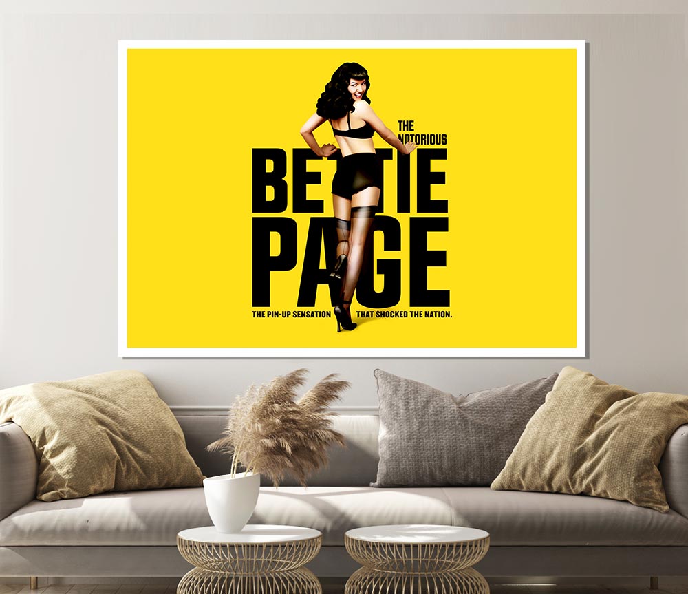 Bettie Page Yellow Print Poster Wall Art