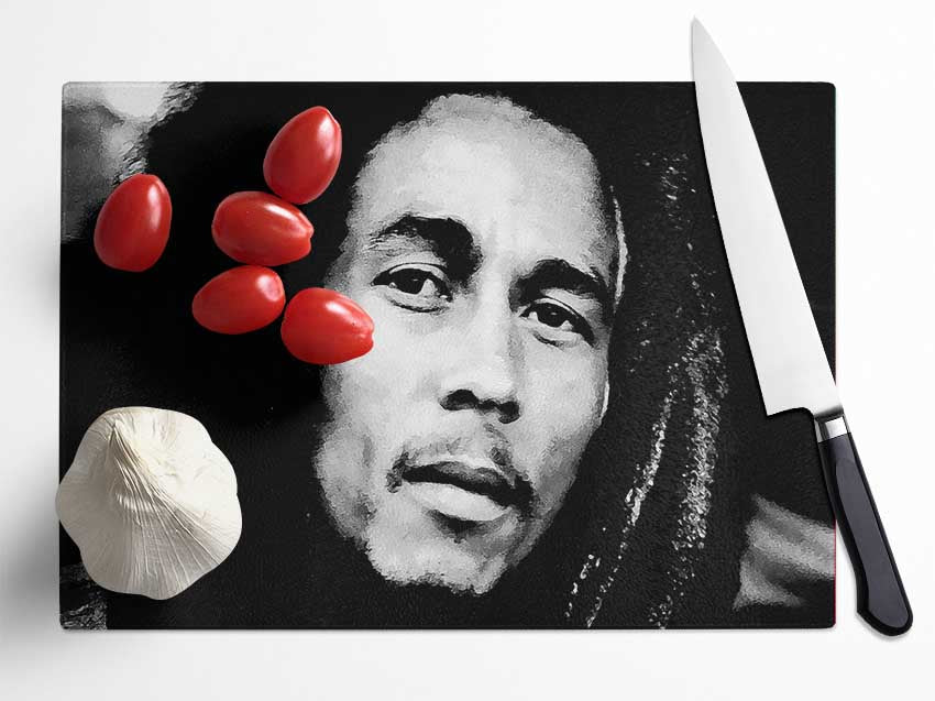 Bob Marley Iron Lion Glass Chopping Board