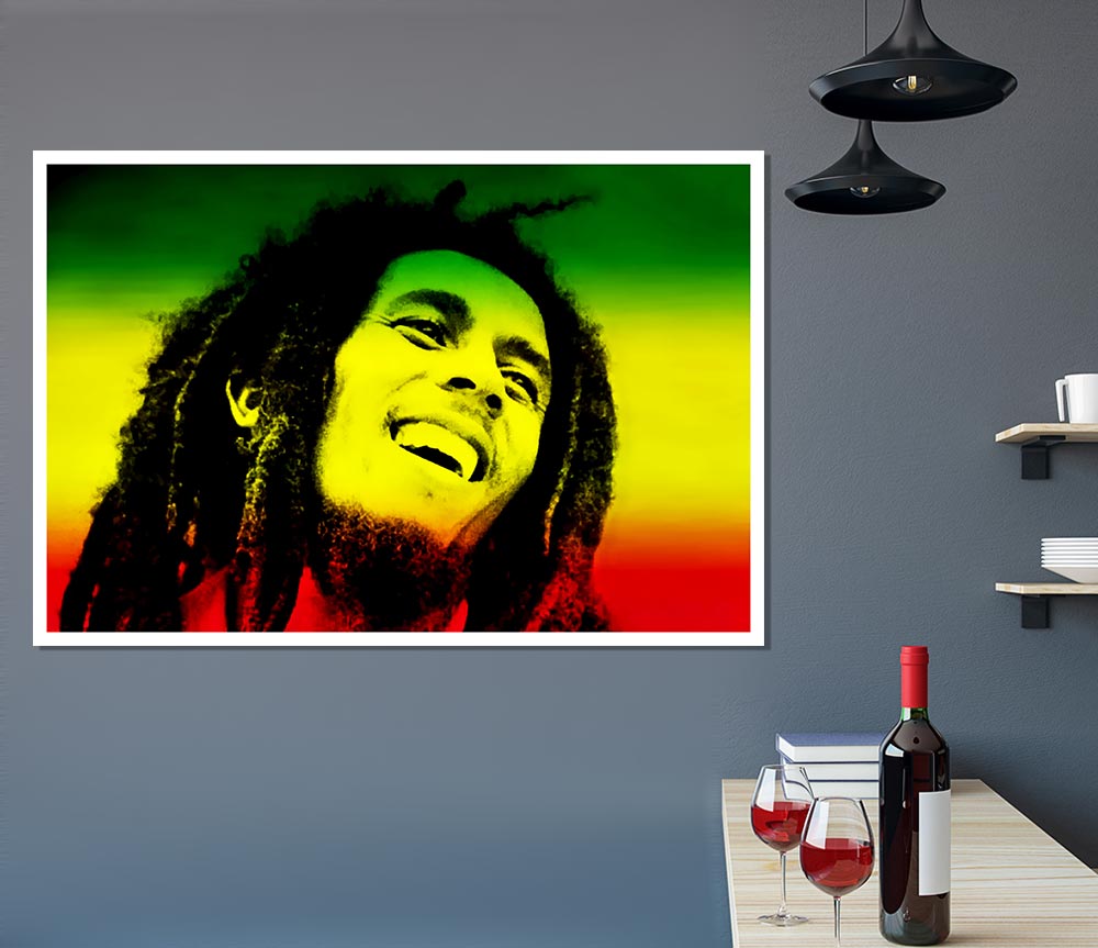 Bob Marley Rasta Colours Print Poster Wall Art