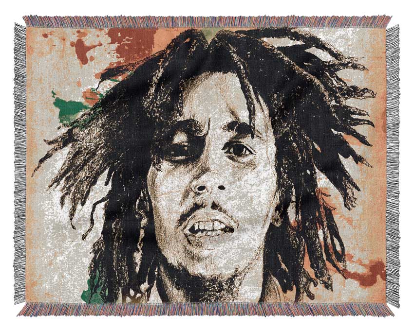 Bob Marley Splash Colour Woven Blanket