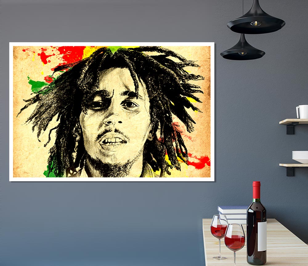 Bob Marley Splash Colour Print Poster Wall Art