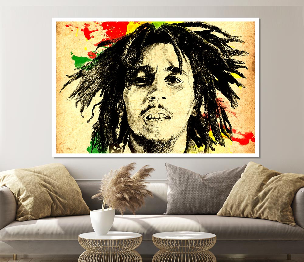 Bob Marley Splash Colour Print Poster Wall Art