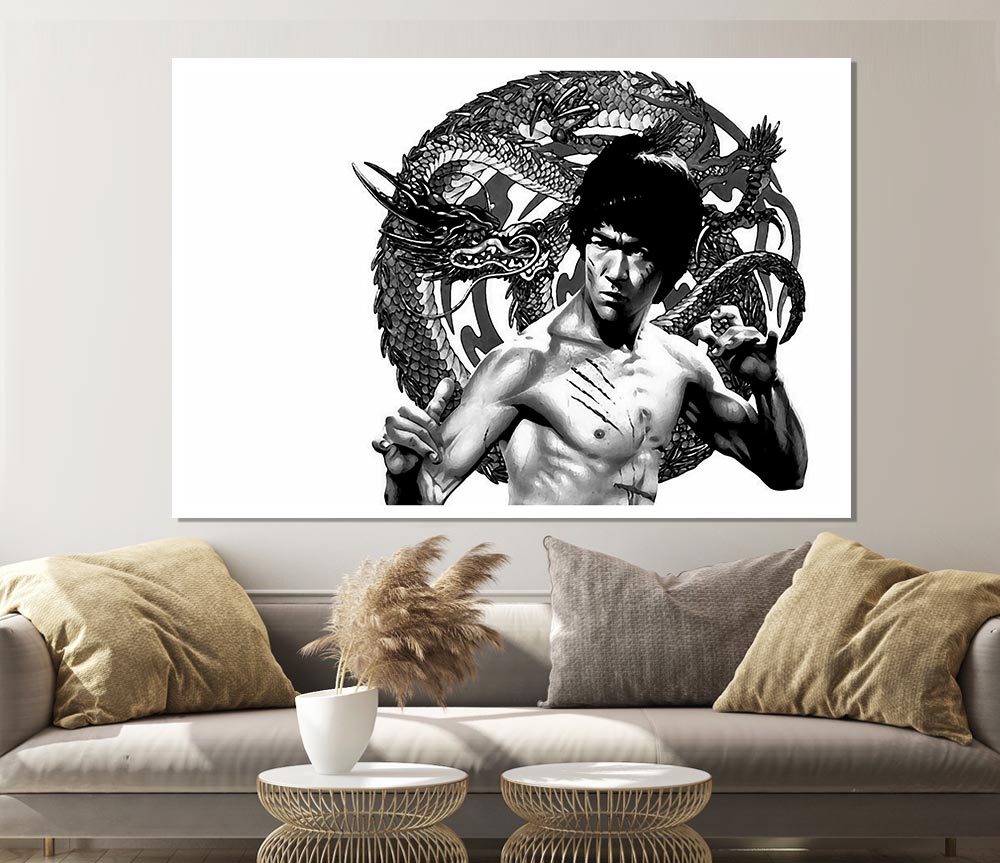 Bruce Lee Dragon B N W Print Poster Wall Art