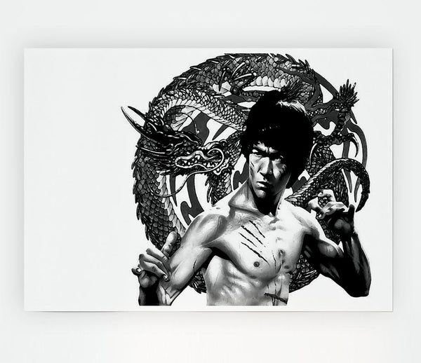 Bruce Lee Dragon B N W Print Poster Wall Art