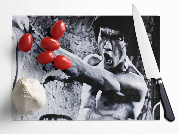 Bruce Lee Fist Of Power Glass Chopping Board