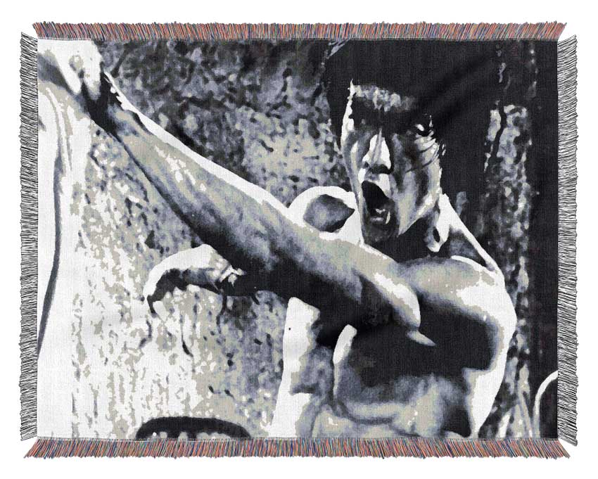 Bruce Lee Fist Of Power Woven Blanket